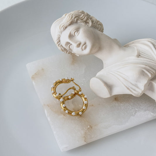 Aura pearl hoops